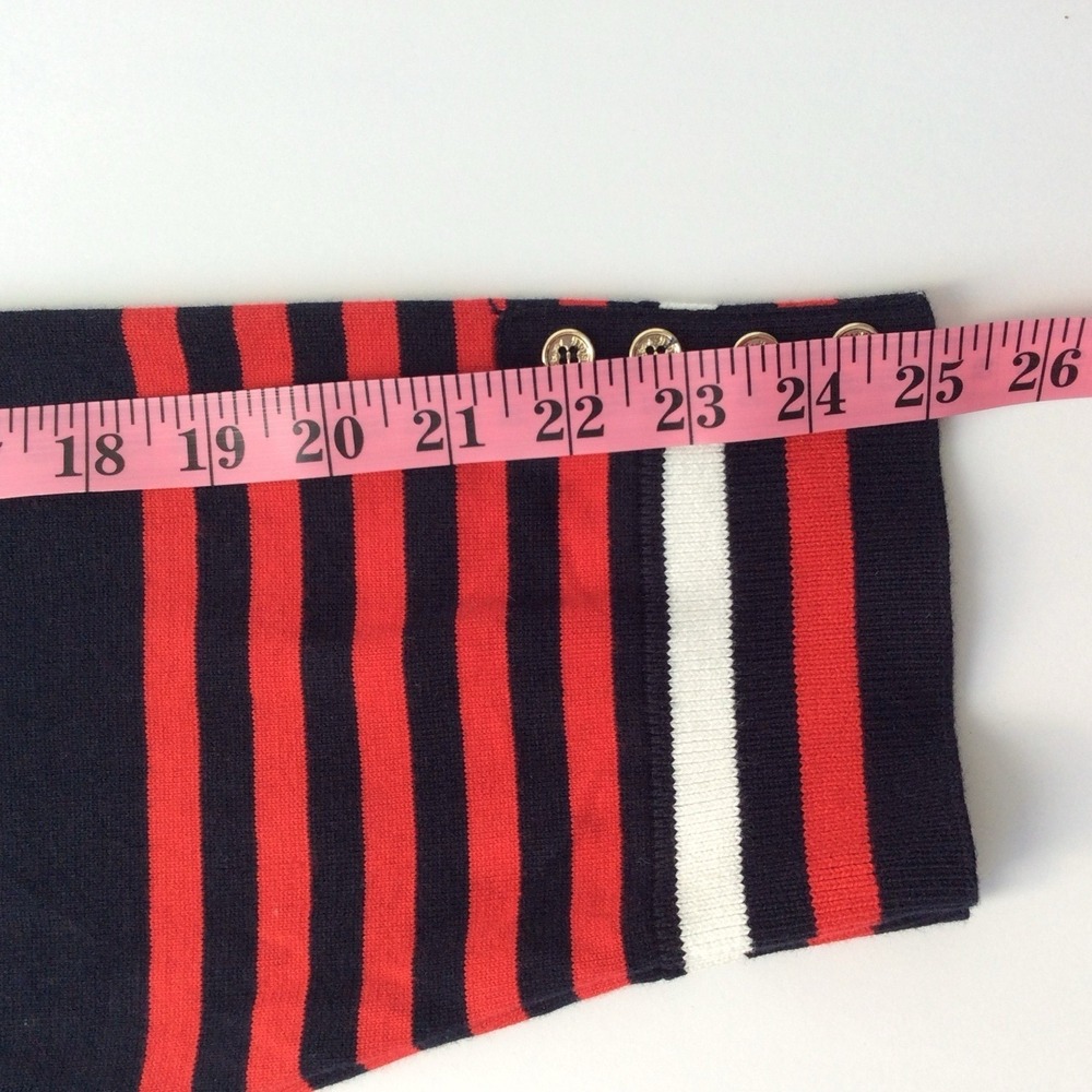 Tommy Hilfiger Turtleneck Sweater Red Navy White Striped Button Cuff 2X READ - Picture 7 of 11